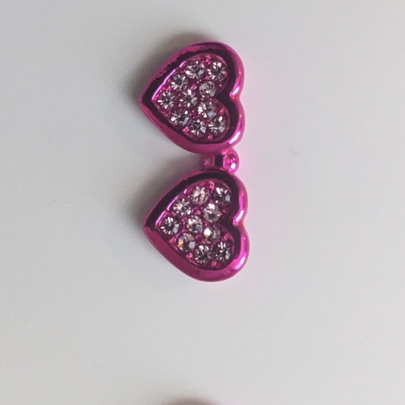 Betsey Johnson Pink Double Heart  Earrings - Picture 3 of 4